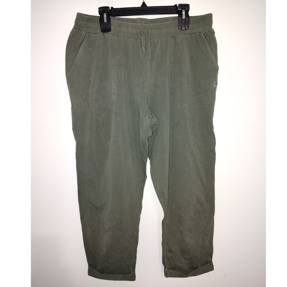 Life is Good Womens XXL Crusher-Flex Jogger Pants Olive Green Elastic Waist XXL